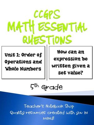 cover image of 5th Grade Common Core Math Essential Questions